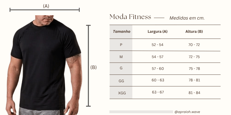 Medida fitness camisa masculina